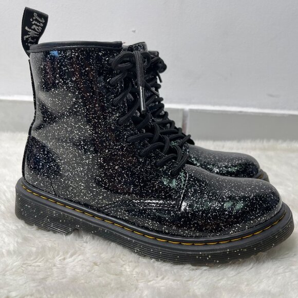 Dr Martens #1460 Kid's Black Glitter Ankle Lace Up Boots Shoes Size 5 - Picture 2 of 9